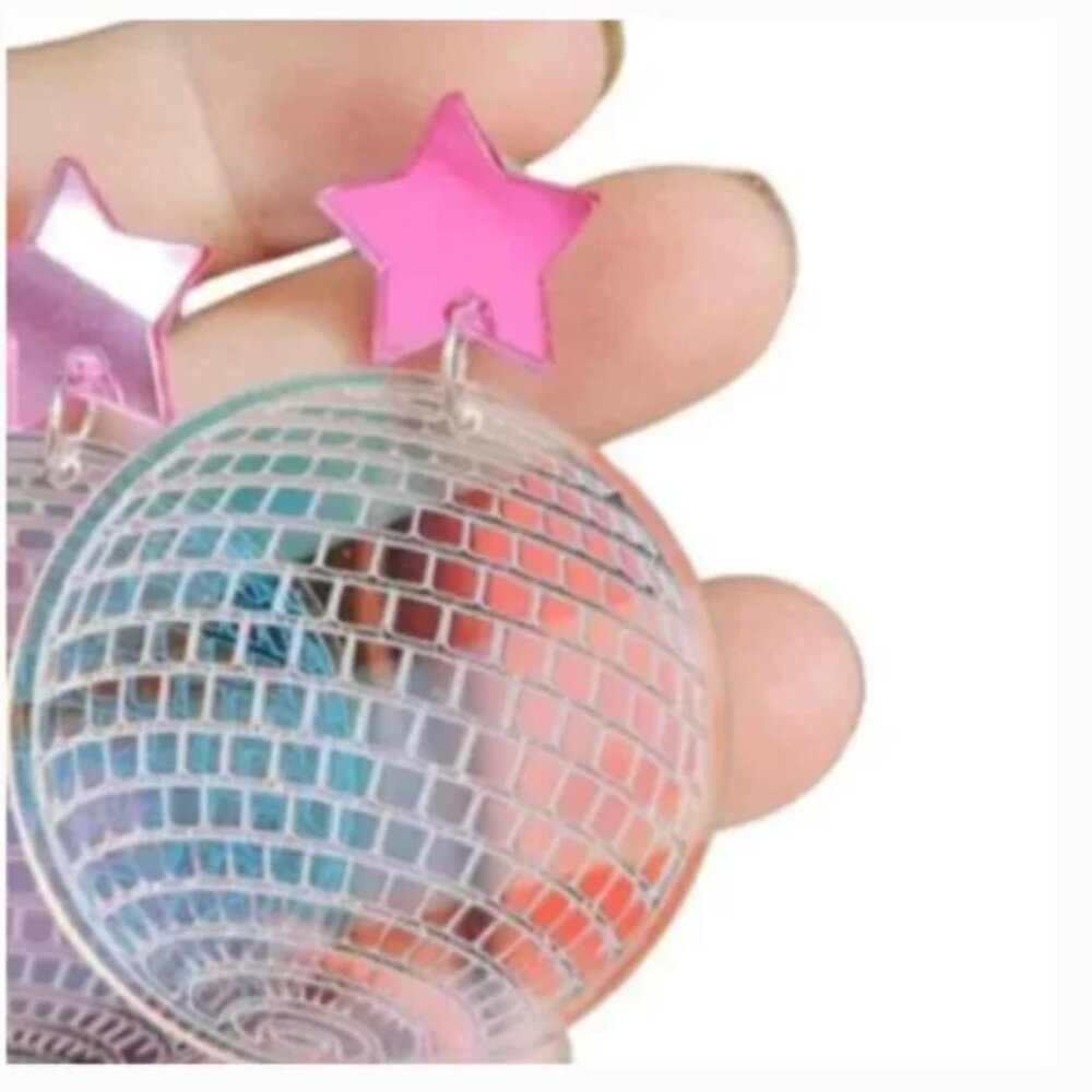 ⭐️❤️ FREE Disco Ball Holographic Chic Glam Party Bachelorette Trendy Earrings